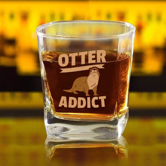 Otter Addict Sea Otters Square Whiskey Glasses