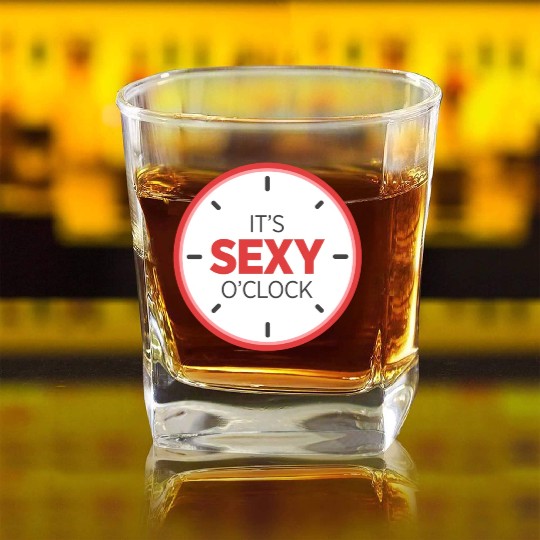 It's Sexy O'Clock Intimate Adult Love Clock Square Whiskey Glasses