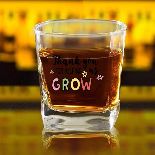 Thank you for helping us grow Square Whiskey Glasses