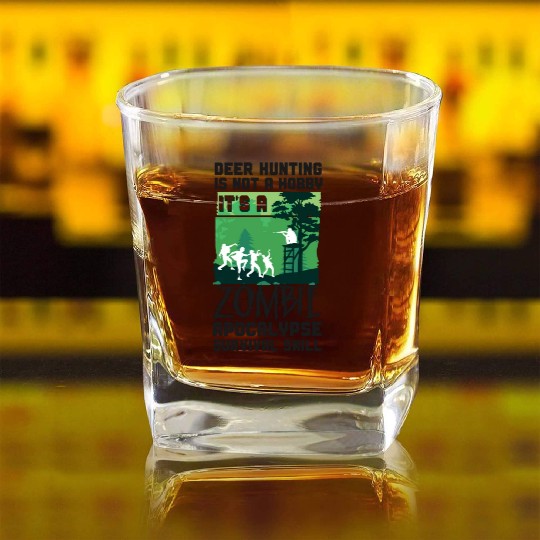Buck Deer Hunting Hunter Zombie Square Whiskey Glasses