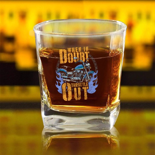 Motorcyclist Chopper Supermoto Cross Square Whiskey Glasses