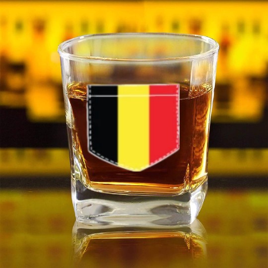 belgium flag in a shape of a pocket Square Whiskey Glasses