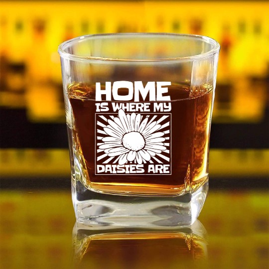 Daisy Garden Gardening Gardener Square Whiskey Glasses