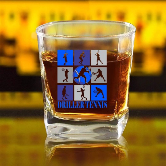 Driller Tennis Male Players Square Whiskey Glasses