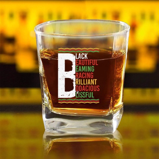 Black Beautiful Beaming Bracing Brilliant Square Whiskey Glasses