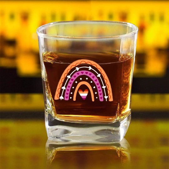 LGBT Pride Month Lesbian Pride Rainbow Square Whiskey Glasses