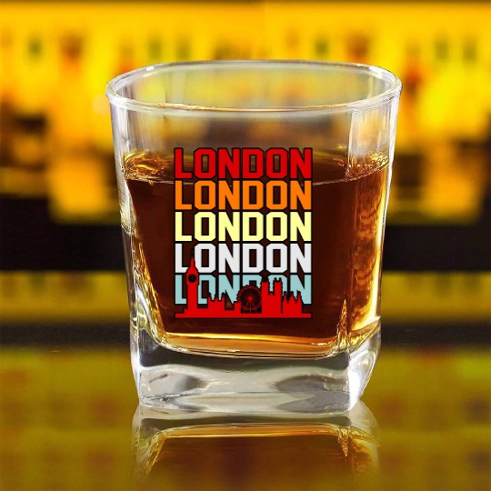 London Funny Gift Idea Square Whiskey Glasses