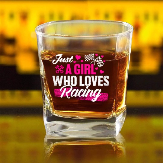 Just A Girl Who Loves Racing Dirt Track Race Girlf Square Whiskey Glasses