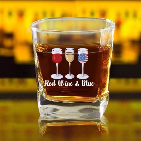 Red Wine & Blue | Bourbon Drinker Square Whiskey Glasses | Whisky