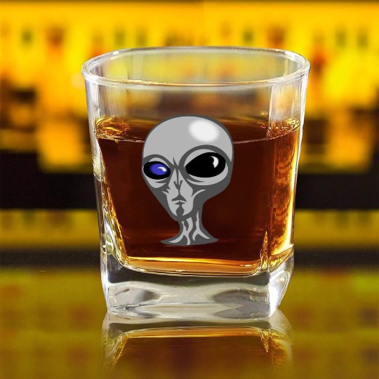 Roswell New Mexico Grey Alien Square Whiskey Glasses