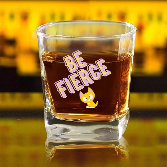 Be fierce yellow and purple Square Whiskey Glasses