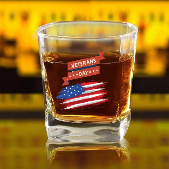 Thank You Veterans l Veterans Day Gift Idea Square Whiskey Glasses