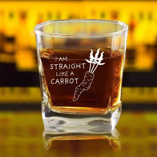 straight like a carrot - white uni II Square Whiskey Glasses