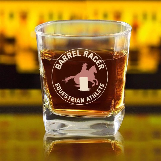 Barrel Racer Rodeo Racing Horse Riding Race Funny Square Whiskey Glasses