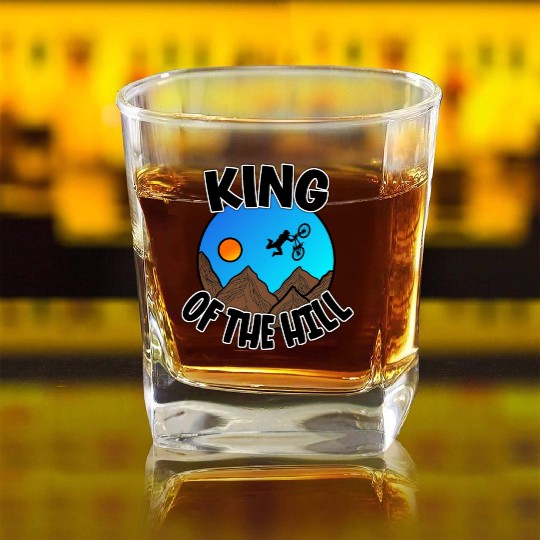 King Of The Hill - Cyclist Gift Square Whiskey Glasses
