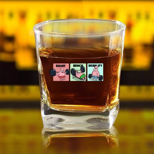 Majin Buu vs Patrick - Funny Anime Gym Square Whiskey Glasses