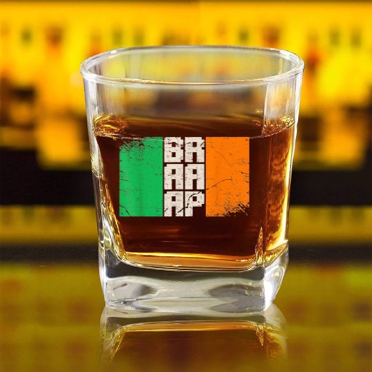 Dirt Biker Irish flag motocross Square Whiskey Glasses