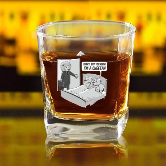Cheating cheetah Square Whiskey Glasses
