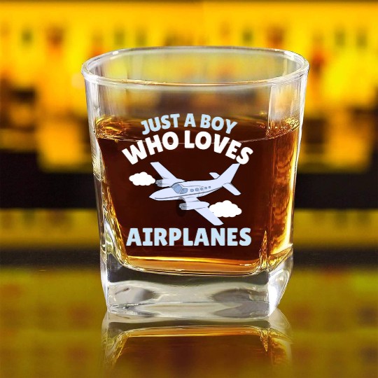 Just A Boy Who Loves Airplanes Toddler Baby Square Whiskey Glasses