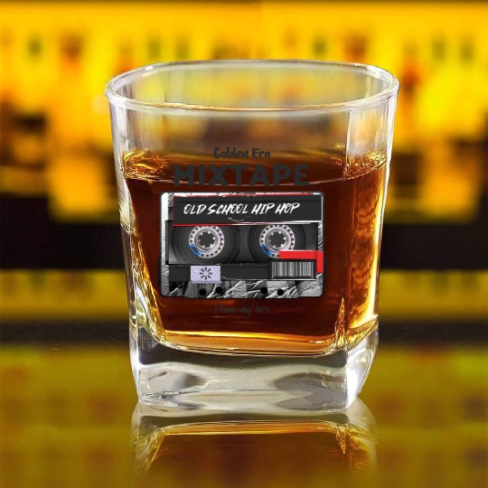 Old School Hip Hop cassette Square Whiskey Glasses
