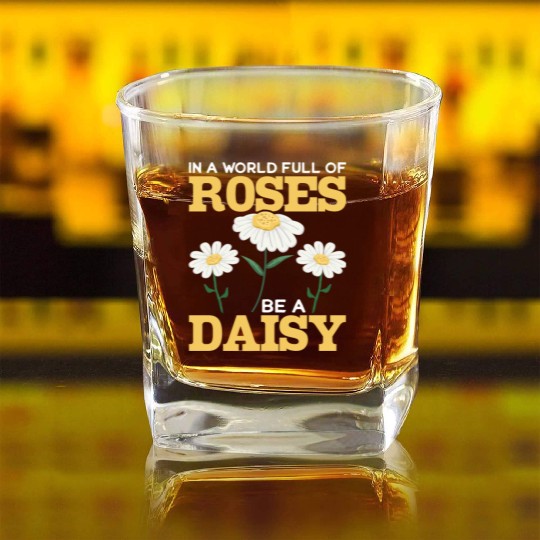 Daisy Women Cute Flower Square Whiskey Glasses