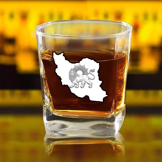 Iran Lion Sun Square Whiskey Glasses