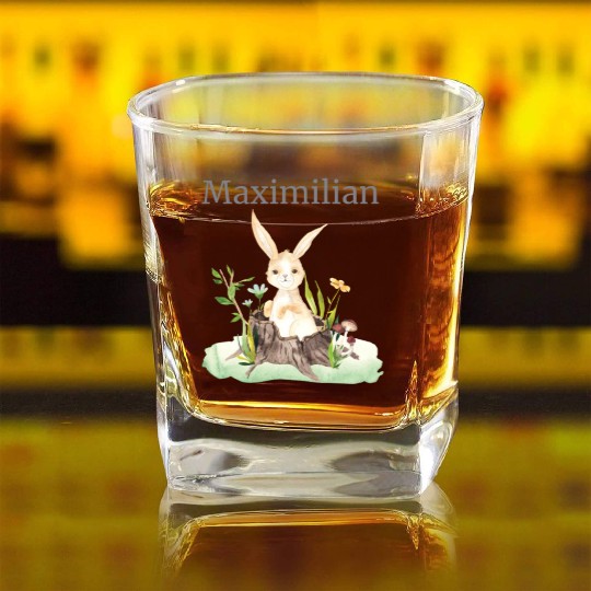 Waldtier Reh Hase Hedgehog Flowers Name Maximilian Square Whiskey Glasses