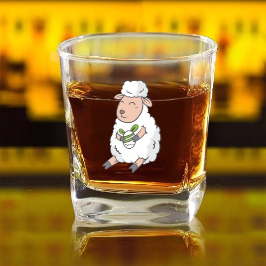 Cute Easter Egg Happy Animal Sheep Gift Square Whiskey Glasses