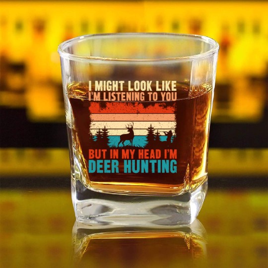 Buck Deer Hunting Hunter Vintage Square Whiskey Glasses
