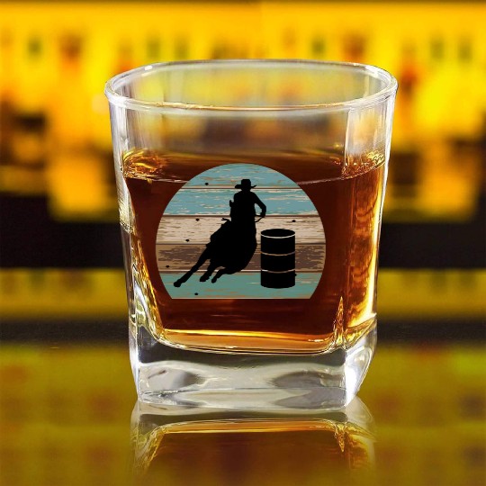 Barrel Racing Retro Style Square Whiskey Glasses