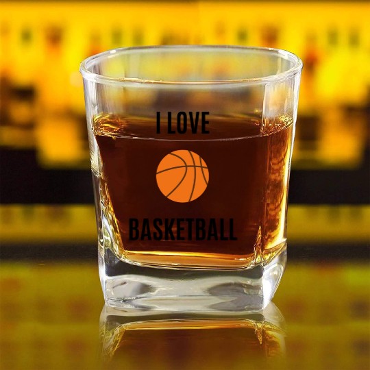 I love basketball Square Whiskey Glasses