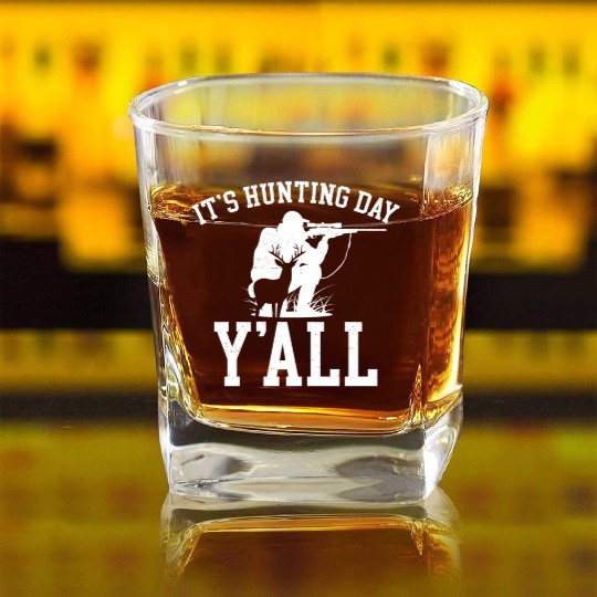 Buck Deer Hunting Hunter Girl It's Square Whiskey Glasses