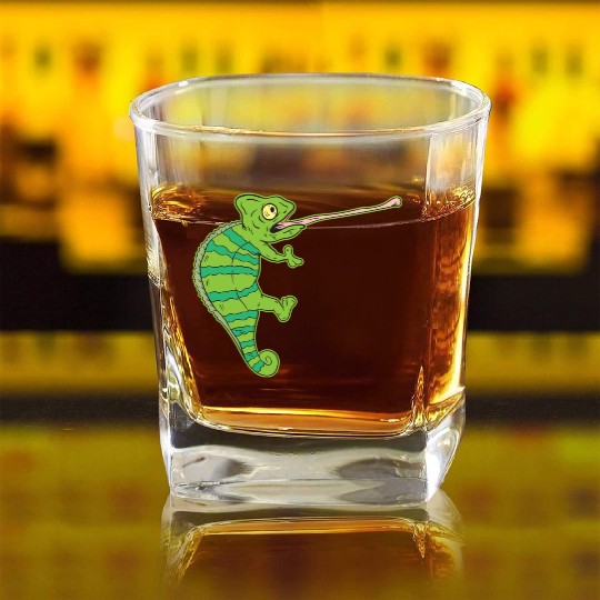 Wildlife Climbing Chameleon Animal Welfare Gift Square Whiskey Glasses