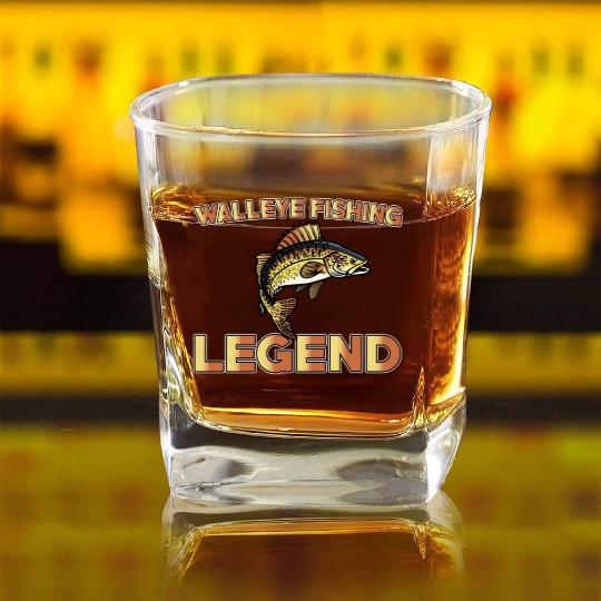 Great Walleye Fishing Legend Square Whiskey Glasses