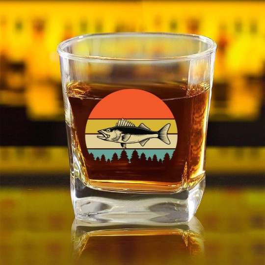 Walleye Fishing Square Whiskey Glasses