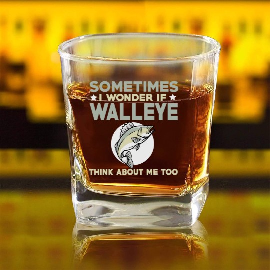 Funny Walleye Fishing Lover Square Whiskey Glasses