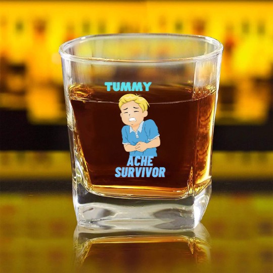 Tummy Ache Survivor Funny Back To School Square Whiskey Glasses