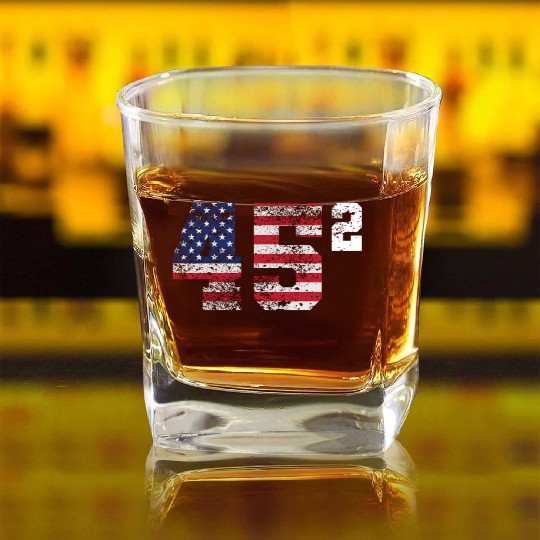 Trump 45 Squared Republican Square Whiskey Glasses