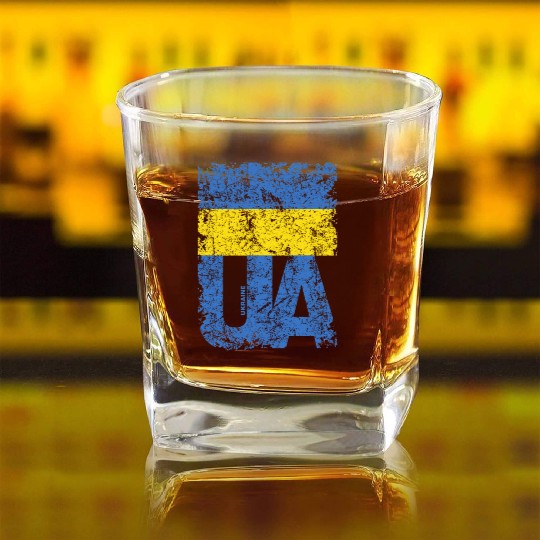 I stand with Ukraine. Support Ukraine. Stop War Square Whiskey Glasses
