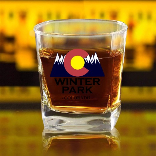 Winter Park Colorado Mountain Square Whiskey Glasses