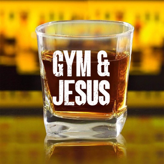 Gym and Jesus Christian Workout Gym and Jesus Square Whiskey Glasses