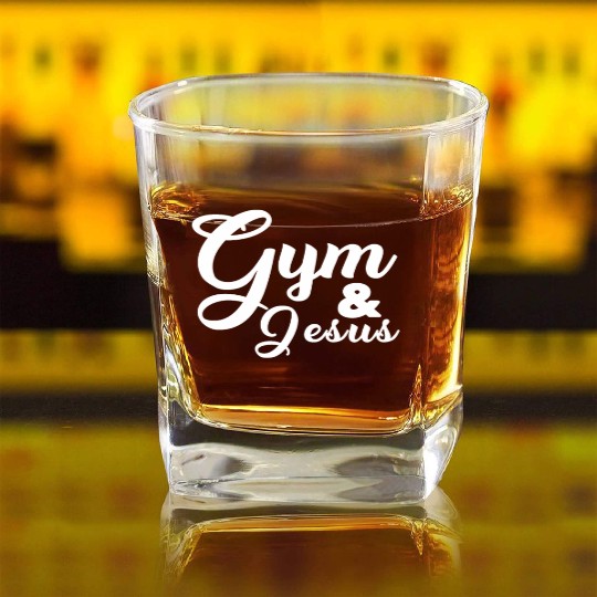 Gym and Jesus Christian Workout Gym and Jesus Square Whiskey Glasses