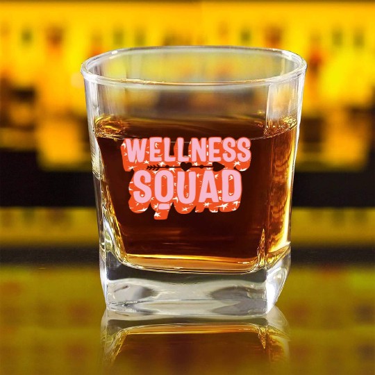 Health Coach Square Whiskey Glasses, Wellness Squad Fitness Gym