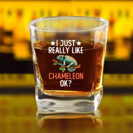 I Just Really Like Chameleon Lizard Reptile Pet Square Whiskey Glasses
