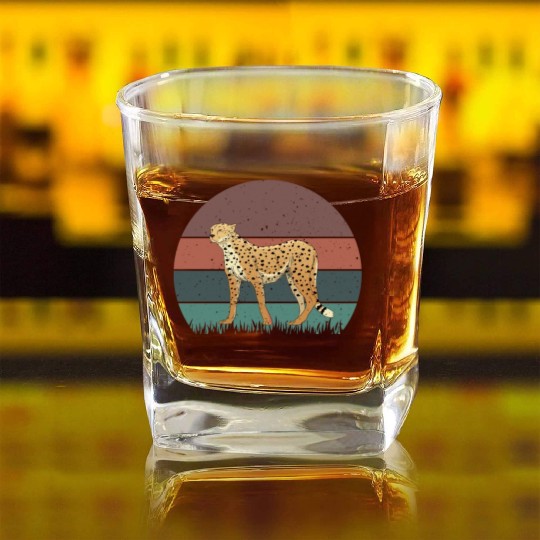 Retro Cheetah Square Whiskey Glasses