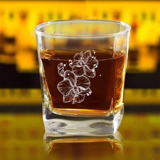 Breathtaking amazing orchid (white version) Square Whiskey Glasses