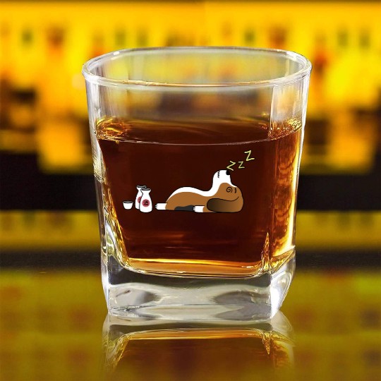 Basset Hound Sake Drunk Square Whiskey Glasses