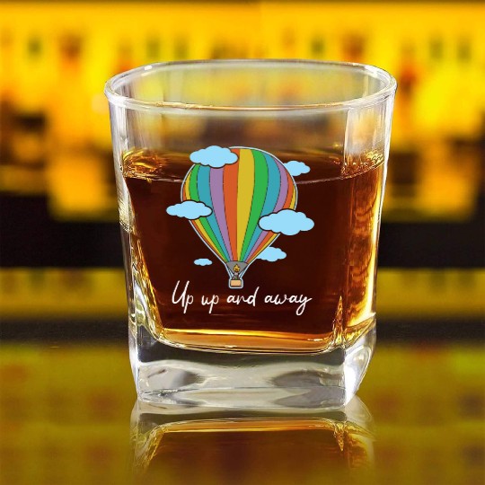 Up Up And Away Hot Air Balloon Lover Balloon Ride Square Whiskey Glasses