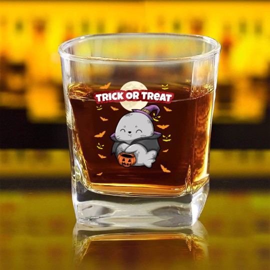 Trick Or Treat Scary Creepy Halloween Monster Square Whiskey Glasses