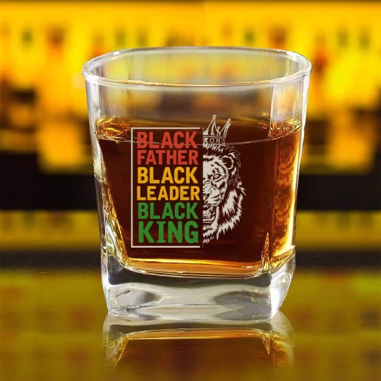 Black Dad Men Afro Lion African Daddy Square Whiskey Glasses